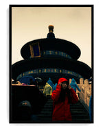 Lady in Red on hand-stretched cotton canvas, black floater frame