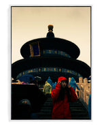 Lady in Red on hand-stretched cotton canvas, white floater frame
