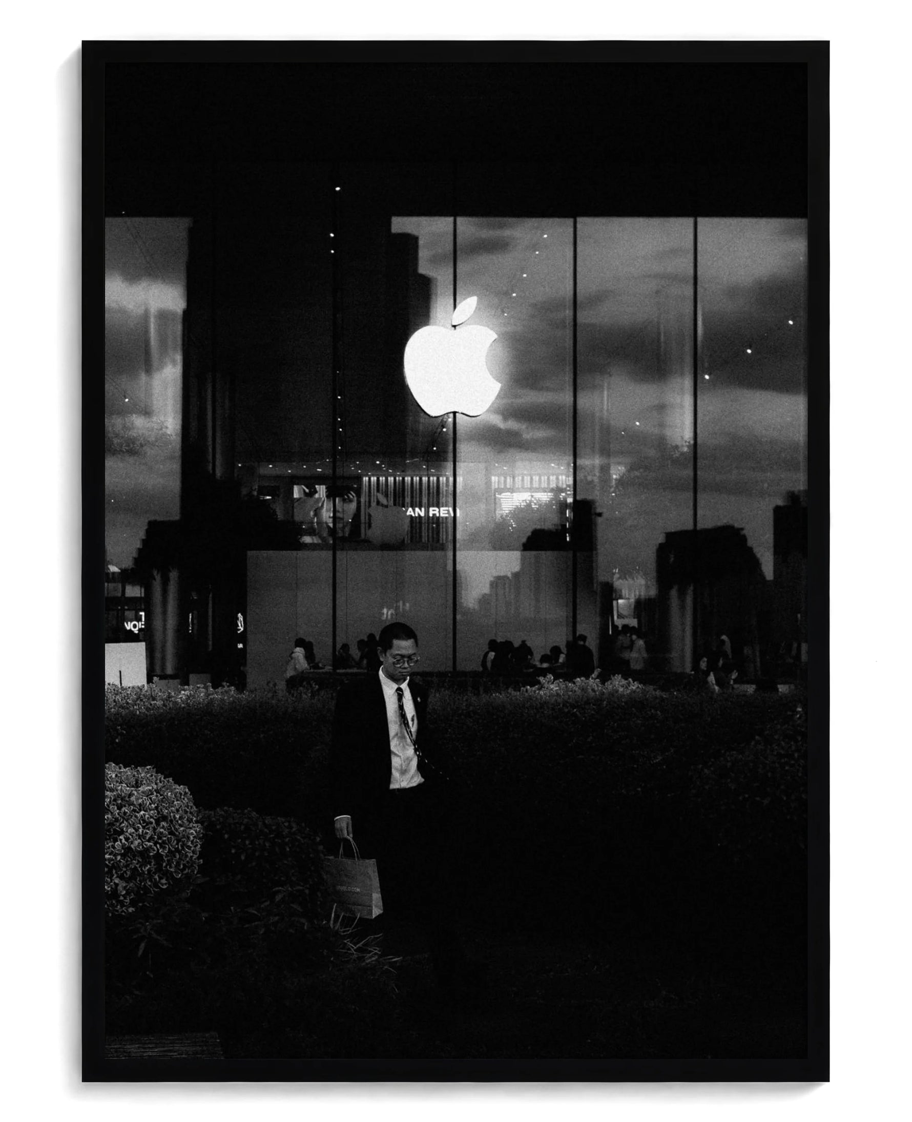 Think Corporate art print, framed in black wood with acrylic glazing