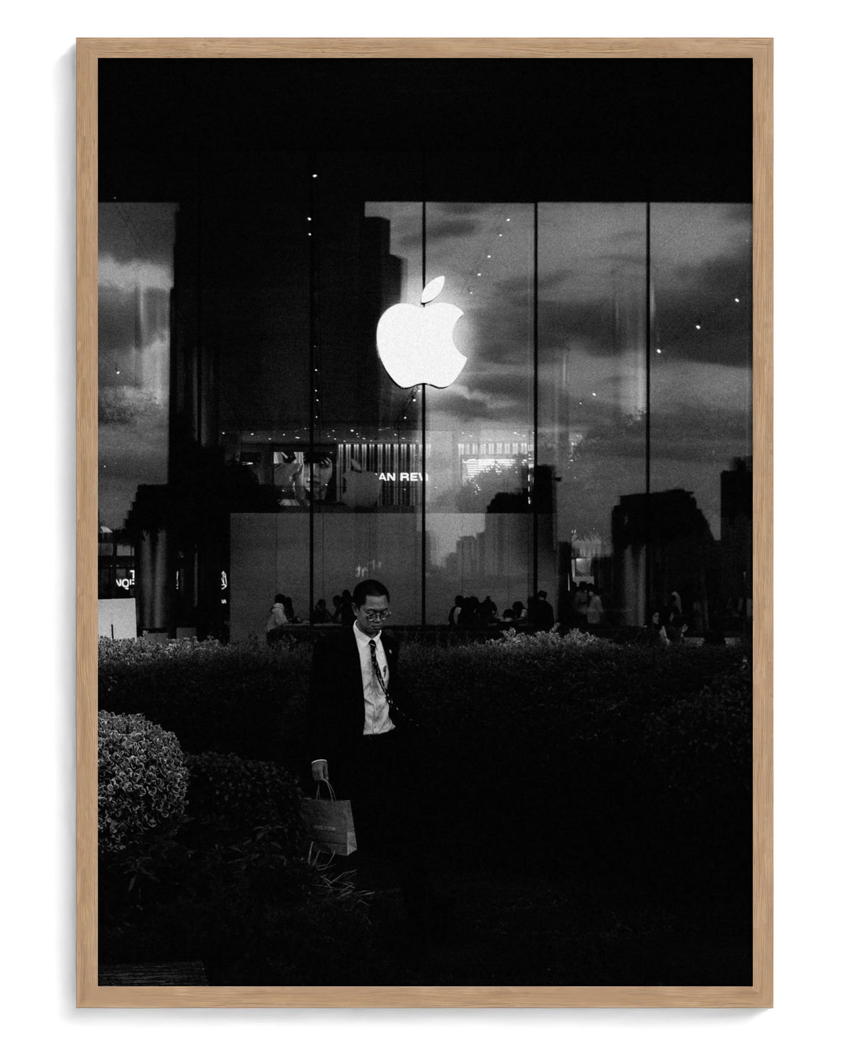Think Corporate art print, framed in natural-wood frame with acrylic glazing