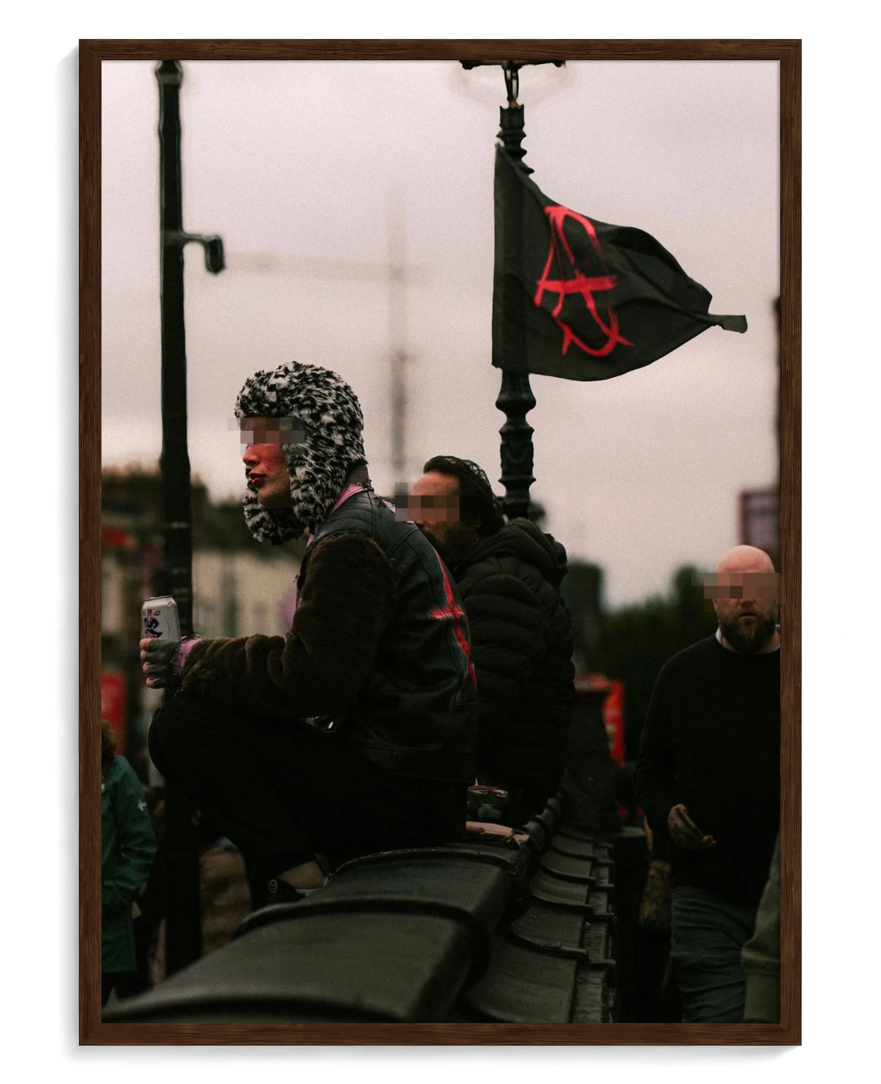 Anarchy art print, framed in brown wood with acrylic glazing