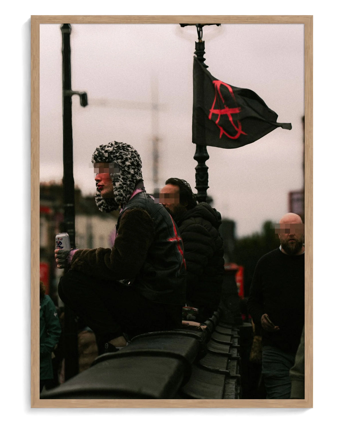 Anarchy art print, framed in natural-wood frame with acrylic glazing
