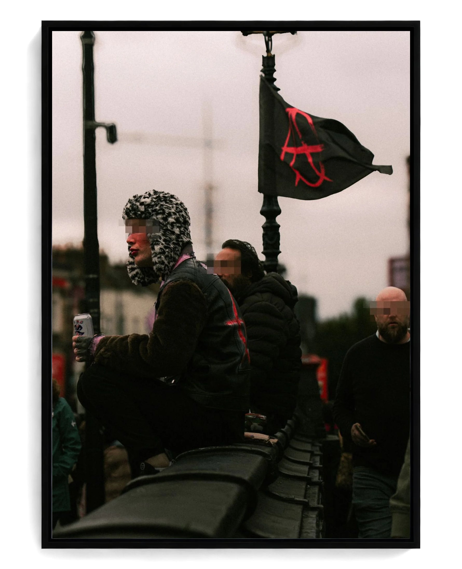 Anarchy on hand-stretched cotton canvas, black floater frame