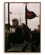 Anarchy on hand-stretched cotton canvas, natural-wood floater frame