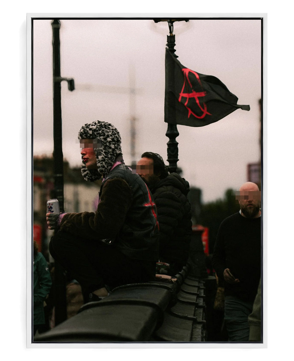Anarchy on hand-stretched cotton canvas, white floater frame