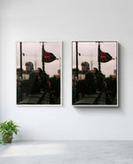 Anarchy art print in white frame, installed on wall