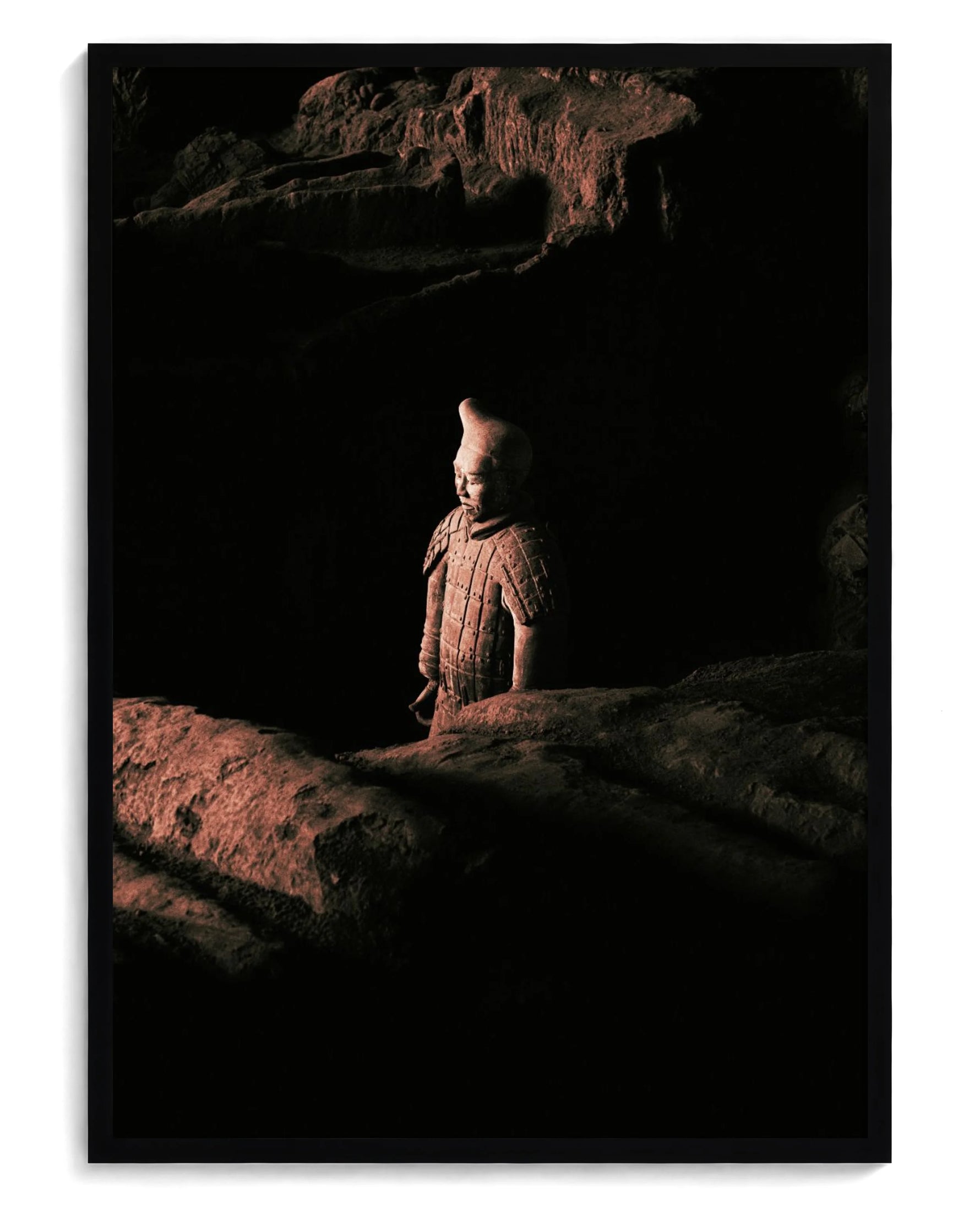 Warrior art print, framed in black wood with acrylic glazing