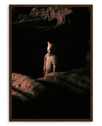 Warrior art print, framed in brown wood with acrylic glazing
