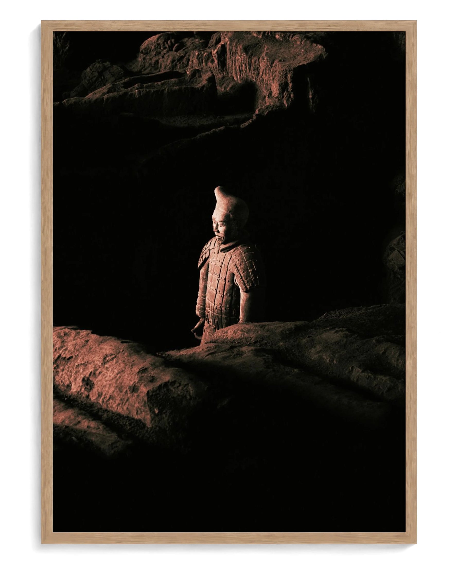 Warrior art print, framed in natural-wood frame with acrylic glazing