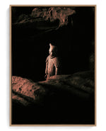 Warrior on hand-stretched cotton canvas, natural-wood floater frame