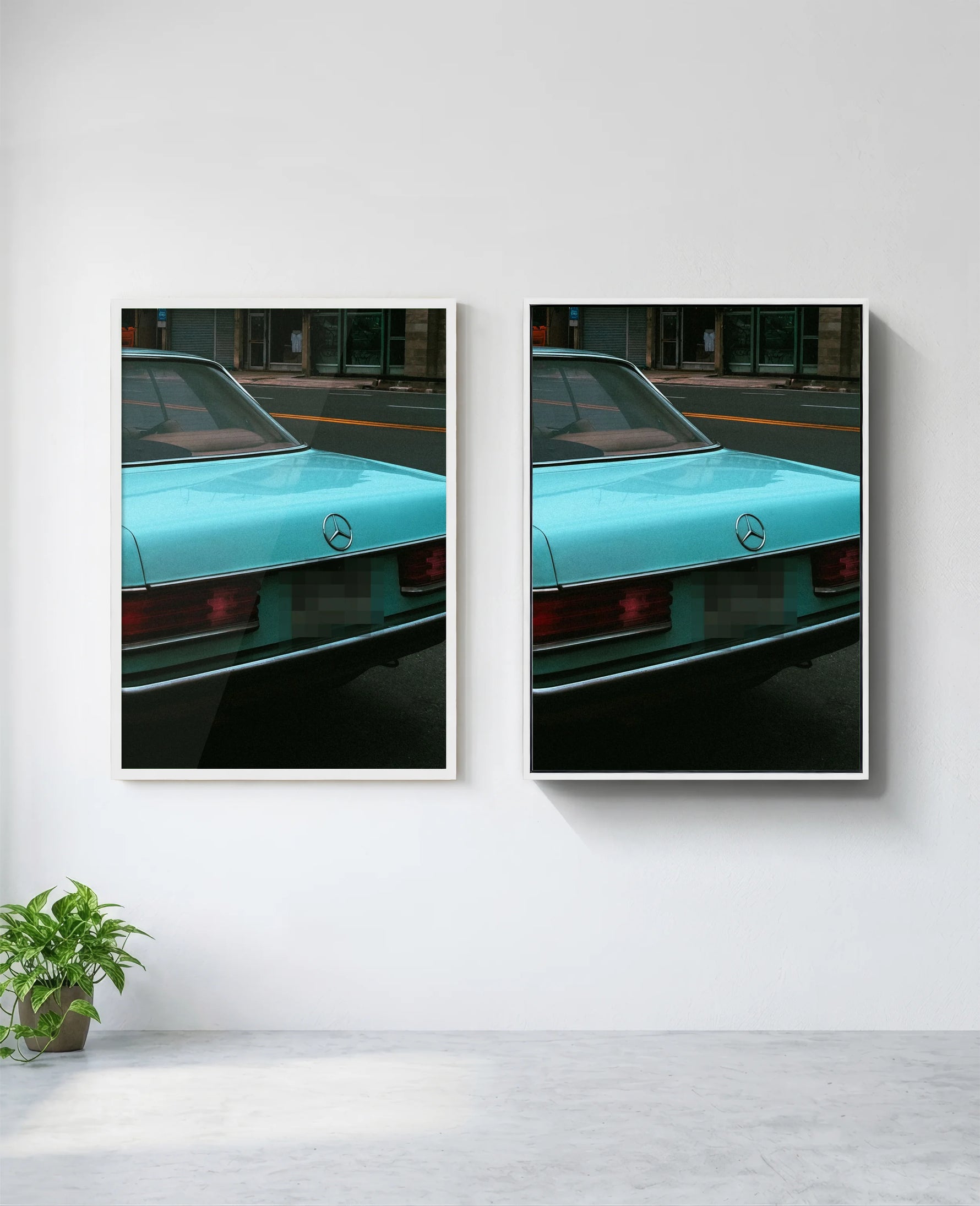 Classic Curves art print in white frame, installed on wall