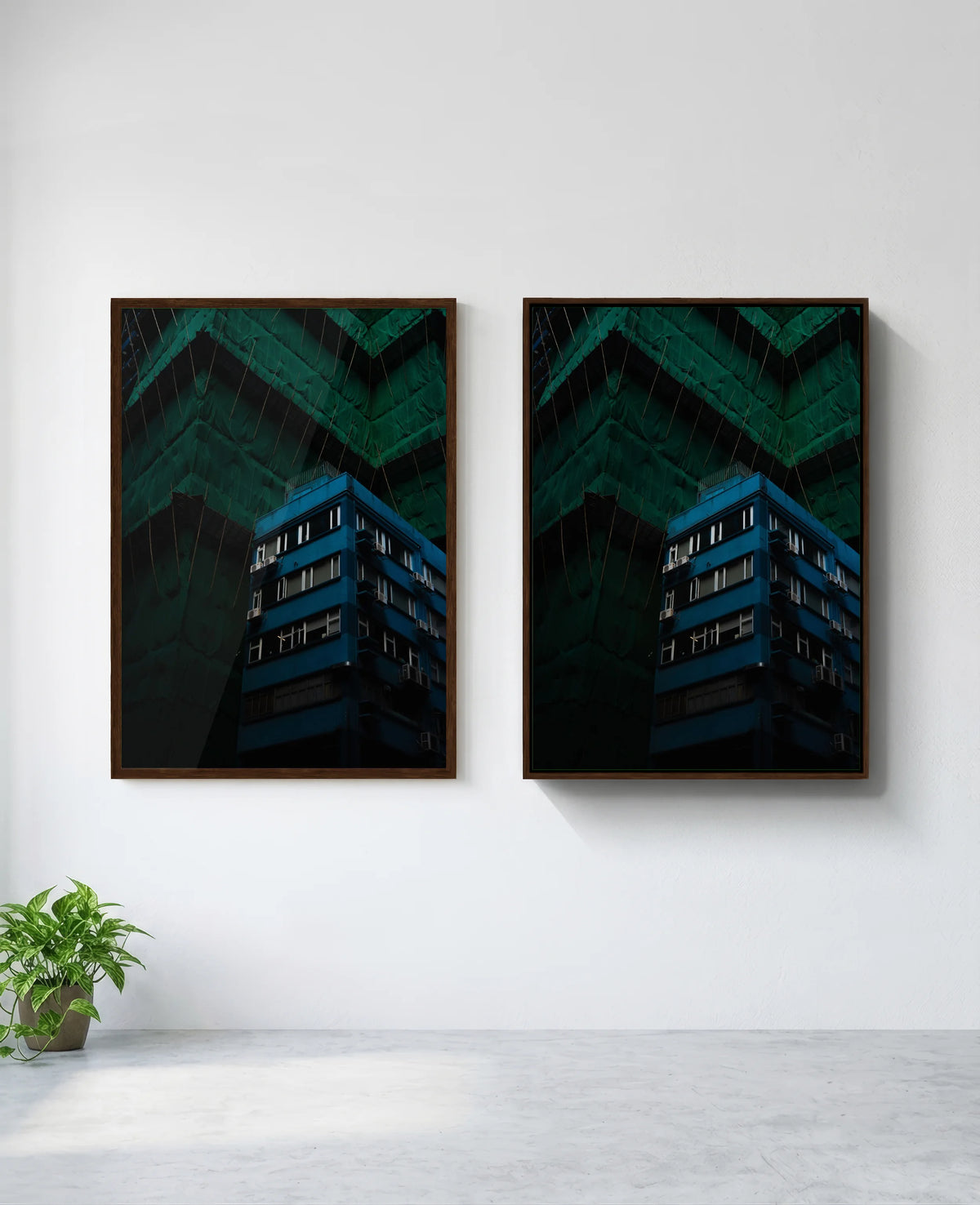Monopoly art print in brown frame, installed on wall