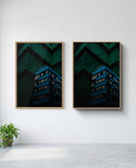 Monopoly art print in natural-wood frame, installed on wall