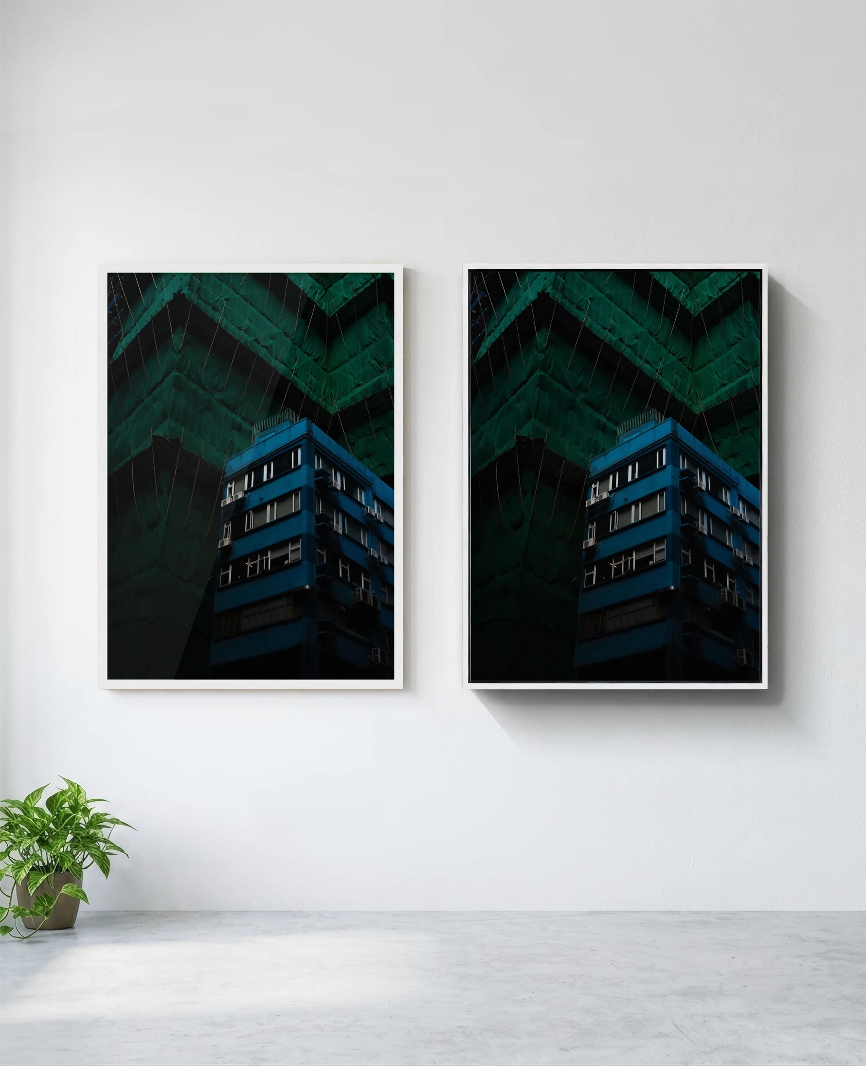 Monopoly art print in white frame, installed on wall