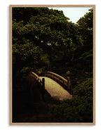 Japanese Garden art print, framed in natural-wood frame with acrylic glazing
