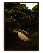 Japanese Garden on hand-stretched cotton canvas, brown floater frame