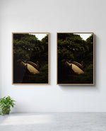 Japanese Garden art print in natural-wood frame, installed on wall