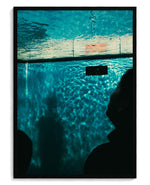 Pool art print, framed in black wood with acrylic glazing