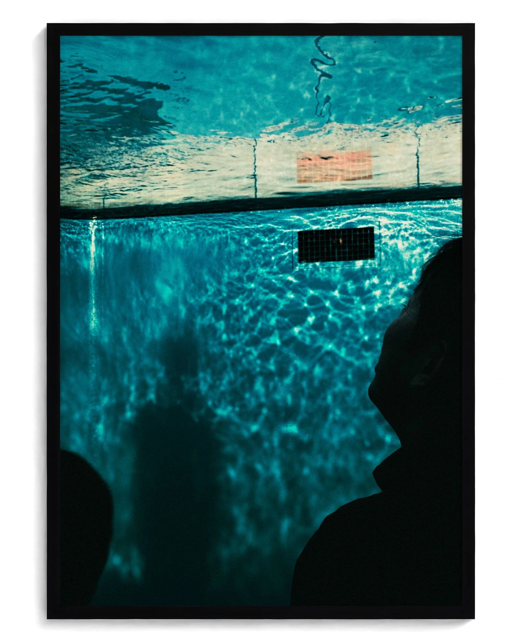 Pool art print, framed in black wood with acrylic glazing
