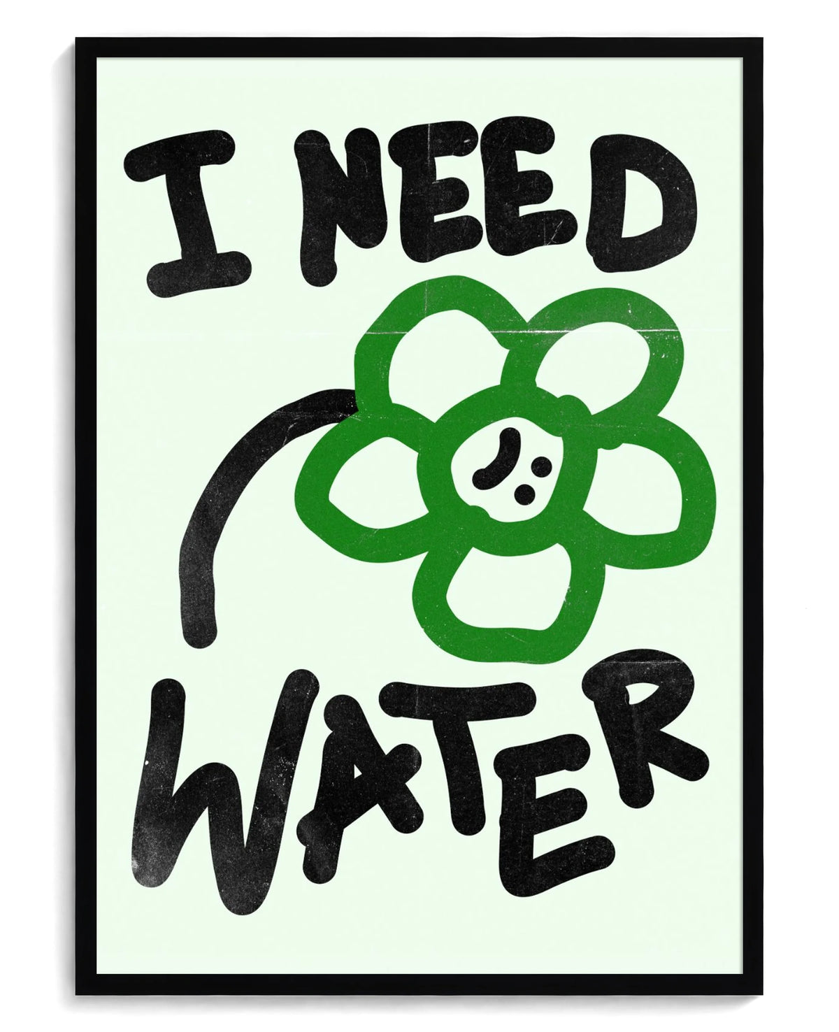 I Need Water art print, framed in black wood with acrylic glazing