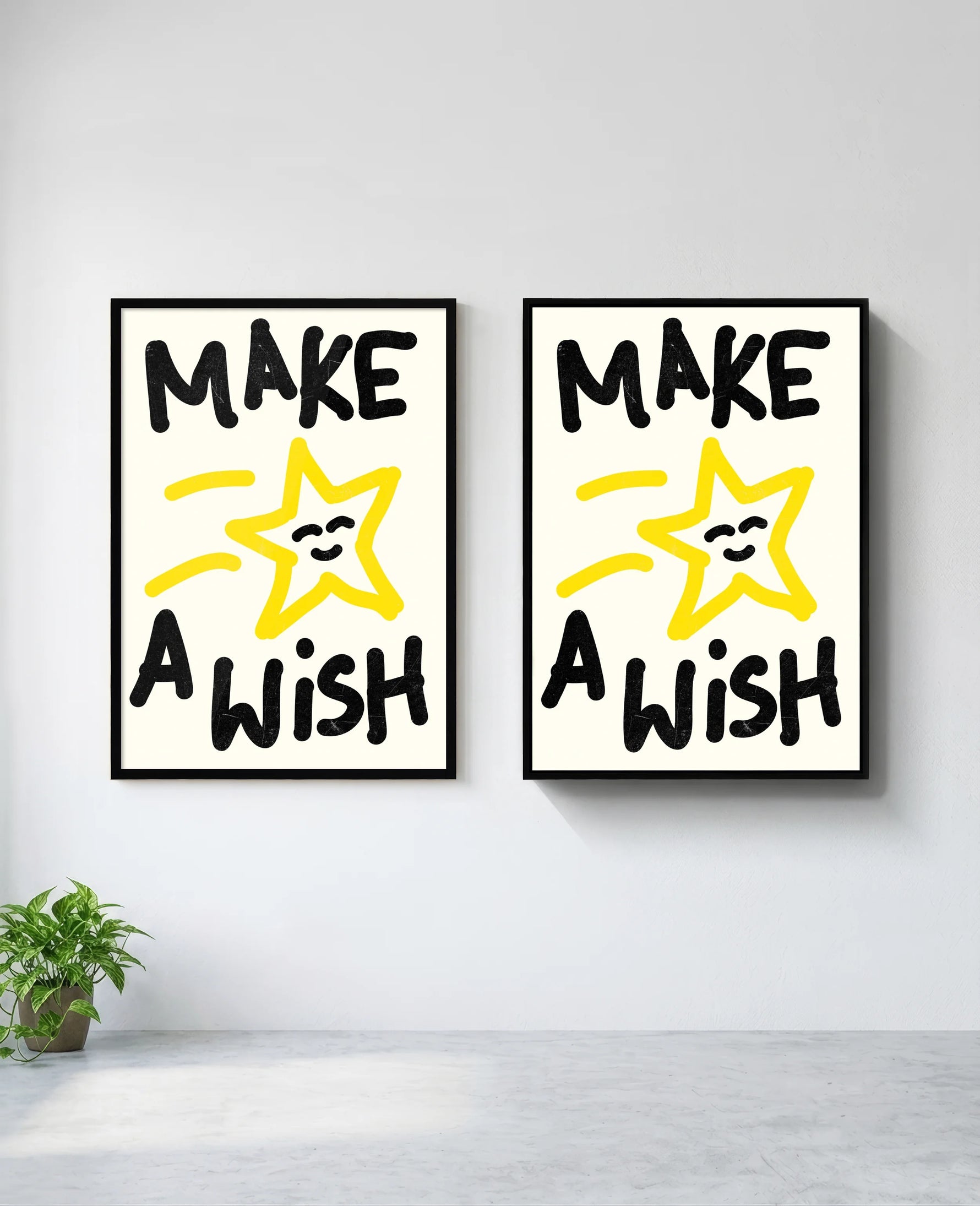 Make a Wish art print in black frame, installed on wall
