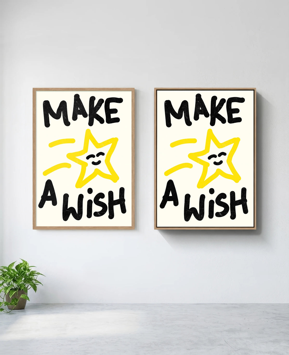Make a Wish art print in natural-wood frame, installed on wall