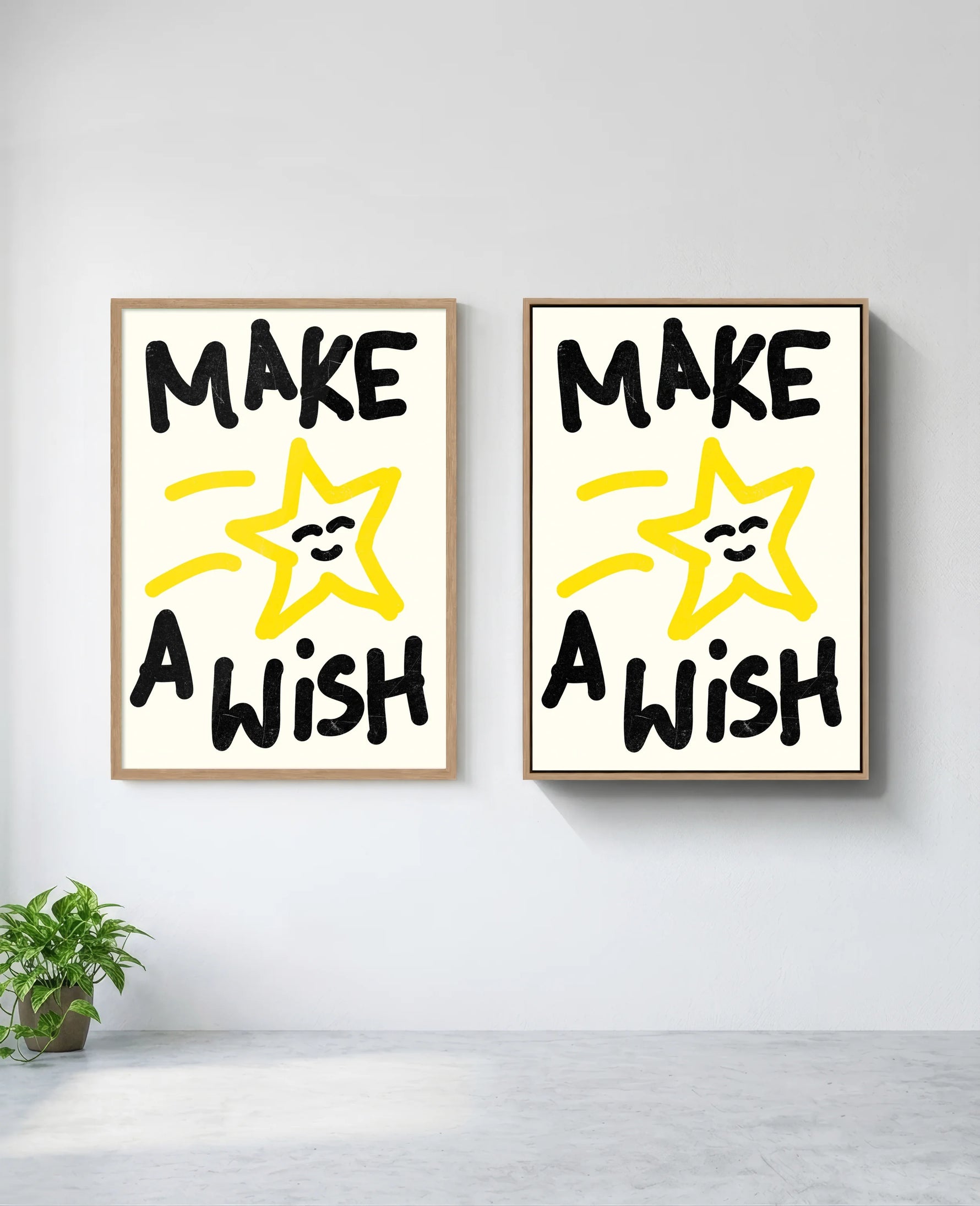 Make a Wish art print in natural-wood frame, installed on wall