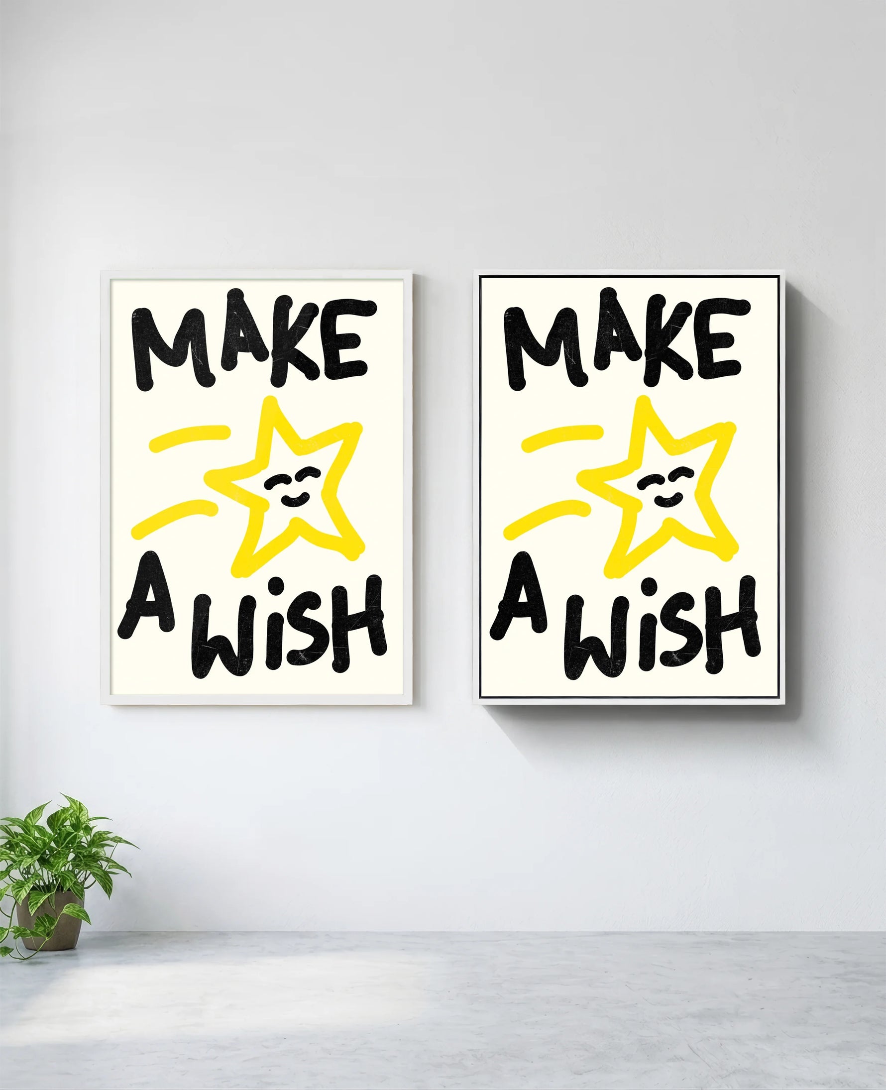 Make a Wish art print in white frame, installed on wall