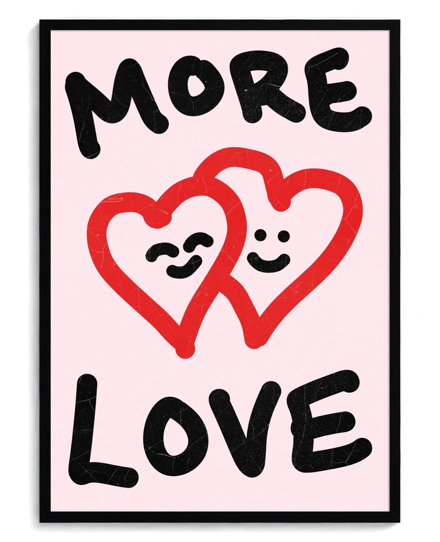 More Love art print, framed in black wood with acrylic glazing