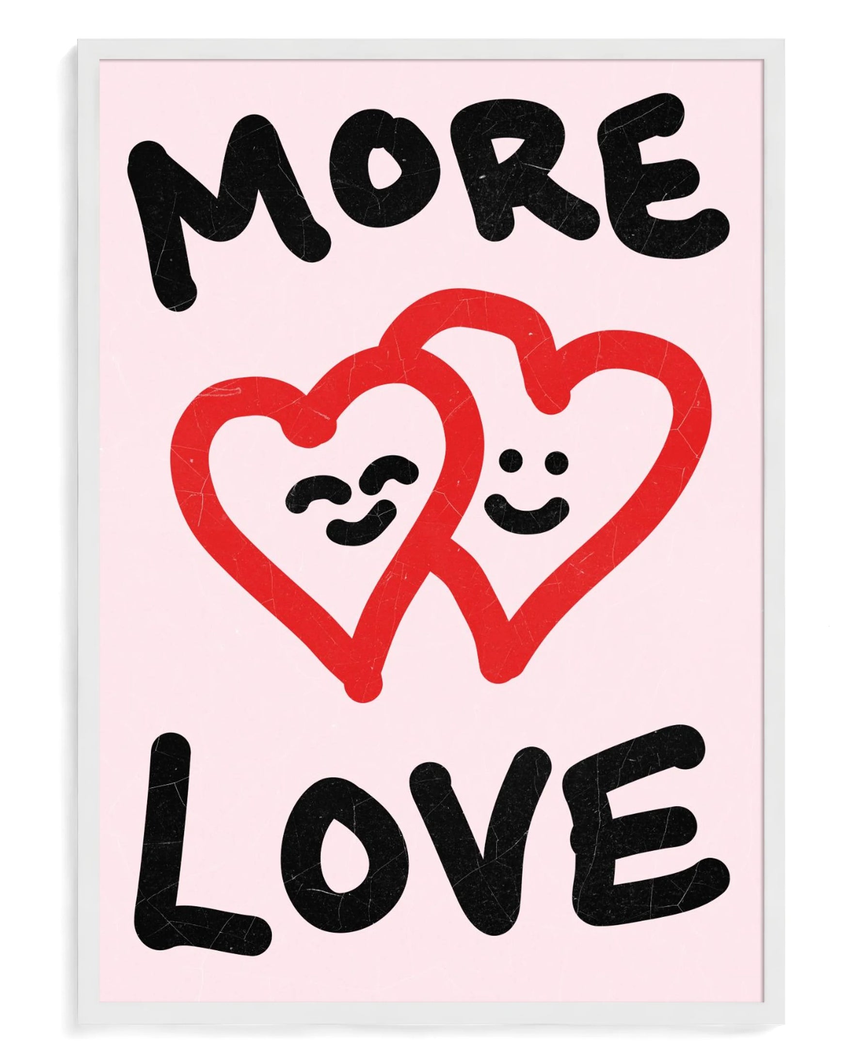 More Love art print, framed in white wood with acrylic glazing