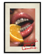 Lemons art print, framed in black wood with acrylic glazing