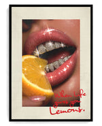 Lemons on hand-stretched cotton canvas, black floater frame
