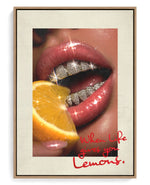 Lemons on hand-stretched cotton canvas, natural-wood floater frame