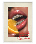 Lemons on hand-stretched cotton canvas, white floater frame