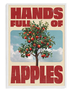 Hands Full of Apples art print, framed in white wood with acrylic glazing