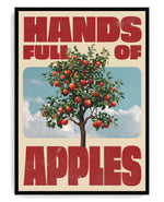 Hands Full of Apples on hand-stretched cotton canvas, black floater frame