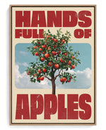 Hands Full of Apples on hand-stretched cotton canvas, natural-wood floater frame