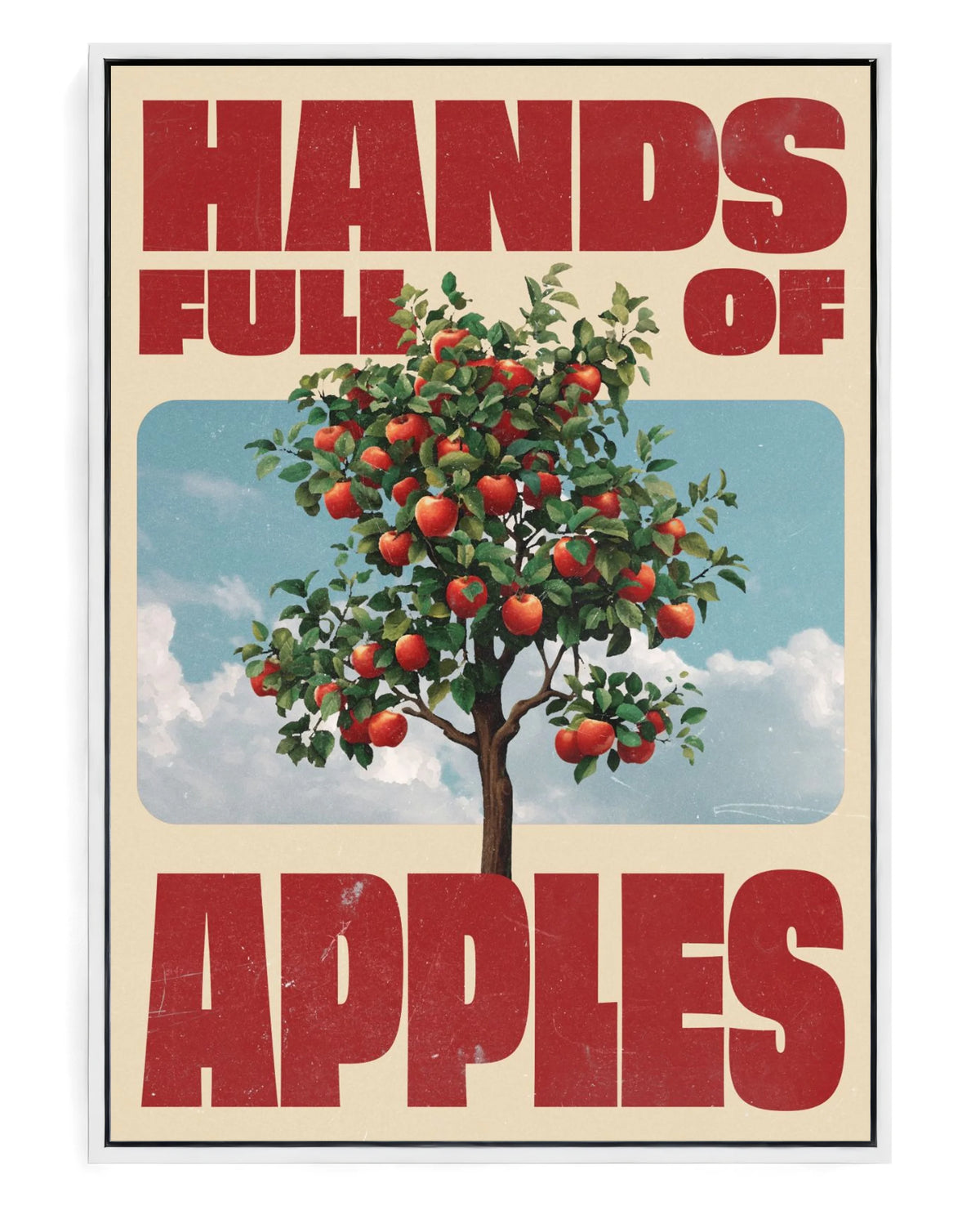 Hands Full of Apples on hand-stretched cotton canvas, white floater frame
