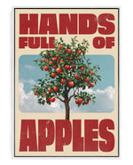 Hands Full of Apples on hand-stretched cotton canvas, white floater frame