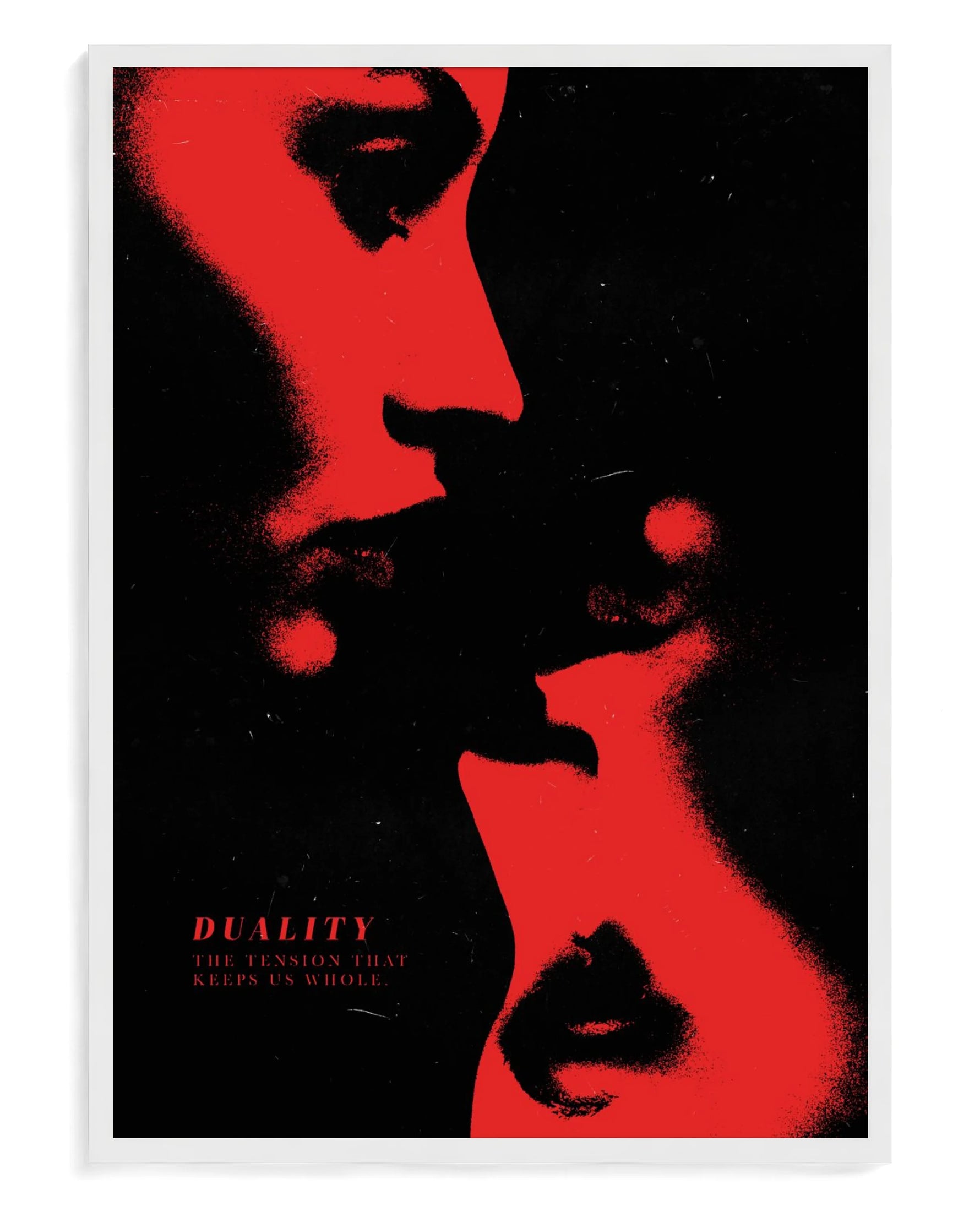 Duality art print, framed in white wood with acrylic glazing