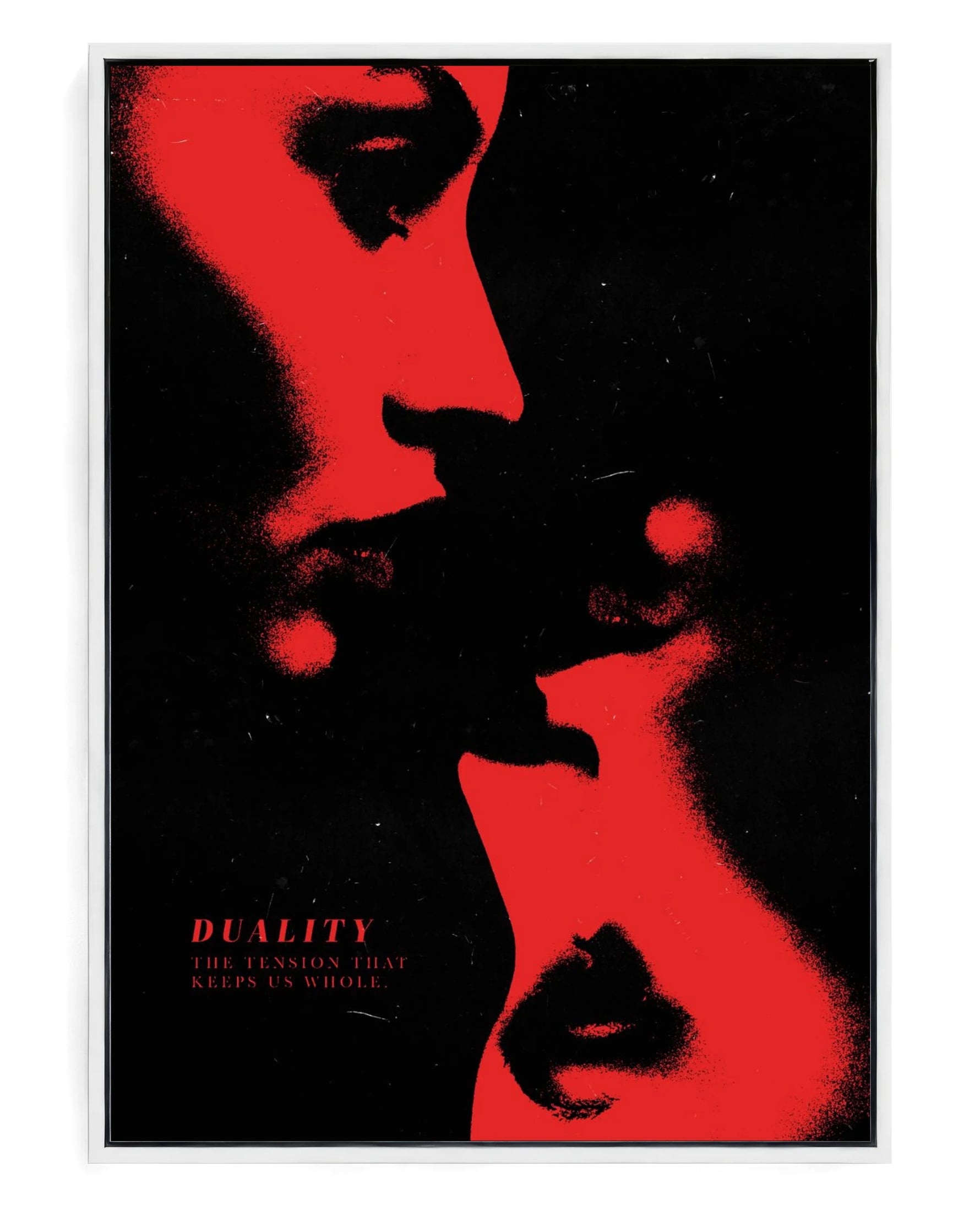 Duality on hand-stretched cotton canvas, white floater frame