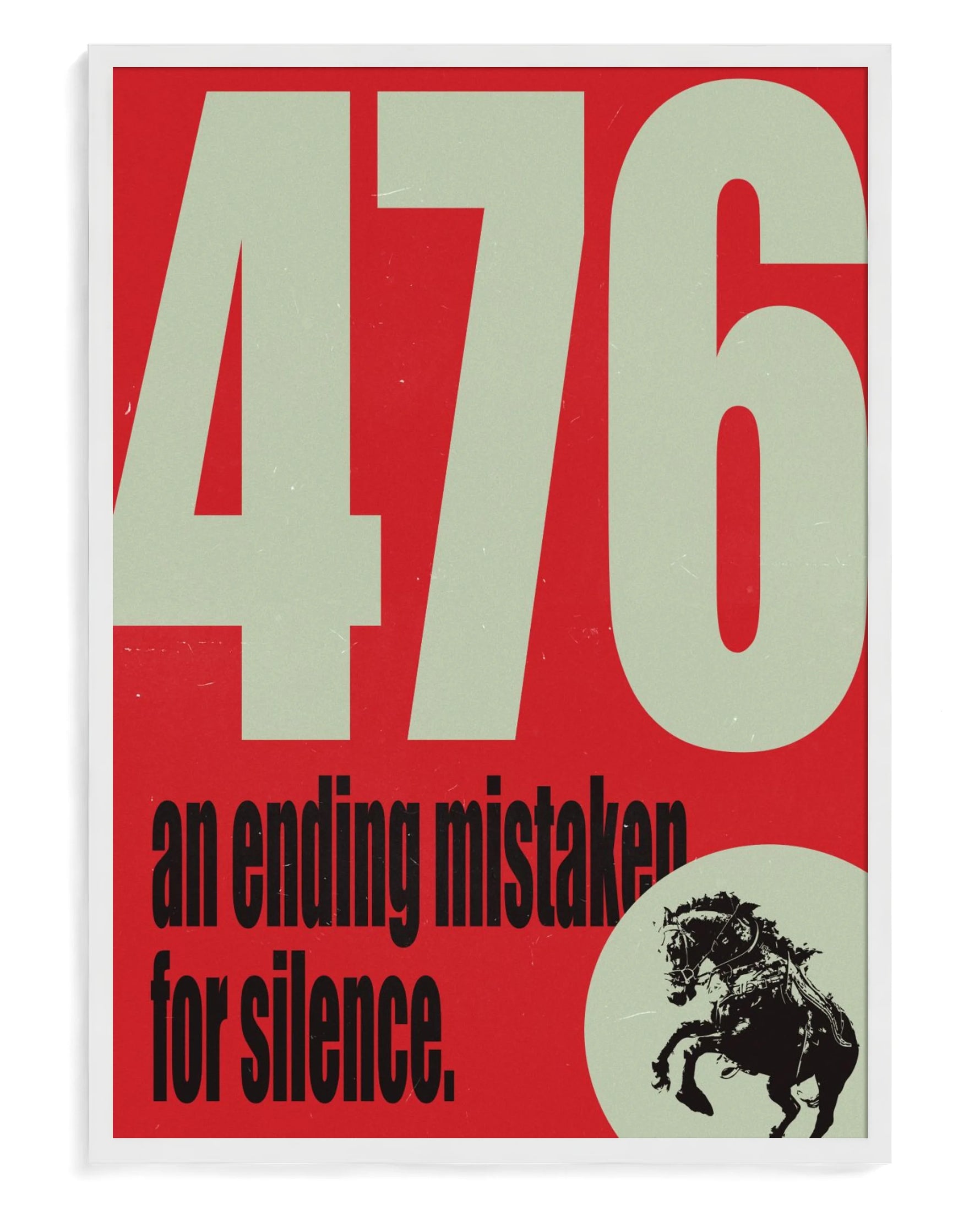 "476" art print, framed in white wood with acrylic glazing