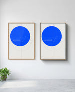 Not Centered art print in natural-wood frame, installed on wall