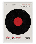 Vinyl art print, framed in white wood with acrylic glazing