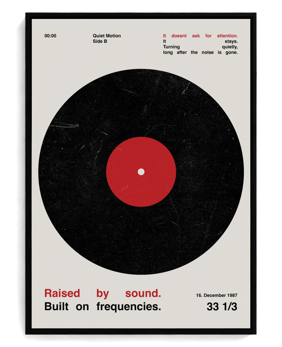 Vinyl on hand-stretched cotton canvas, black floater frame