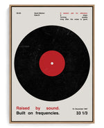 Vinyl on hand-stretched cotton canvas, natural-wood floater frame