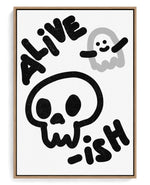 Alive-ish on hand-stretched cotton canvas, natural-wood floater frame