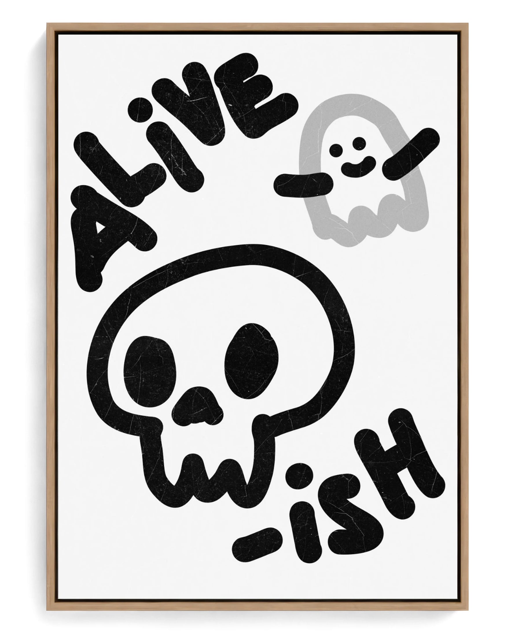 Alive-ish on hand-stretched cotton canvas, natural-wood floater frame