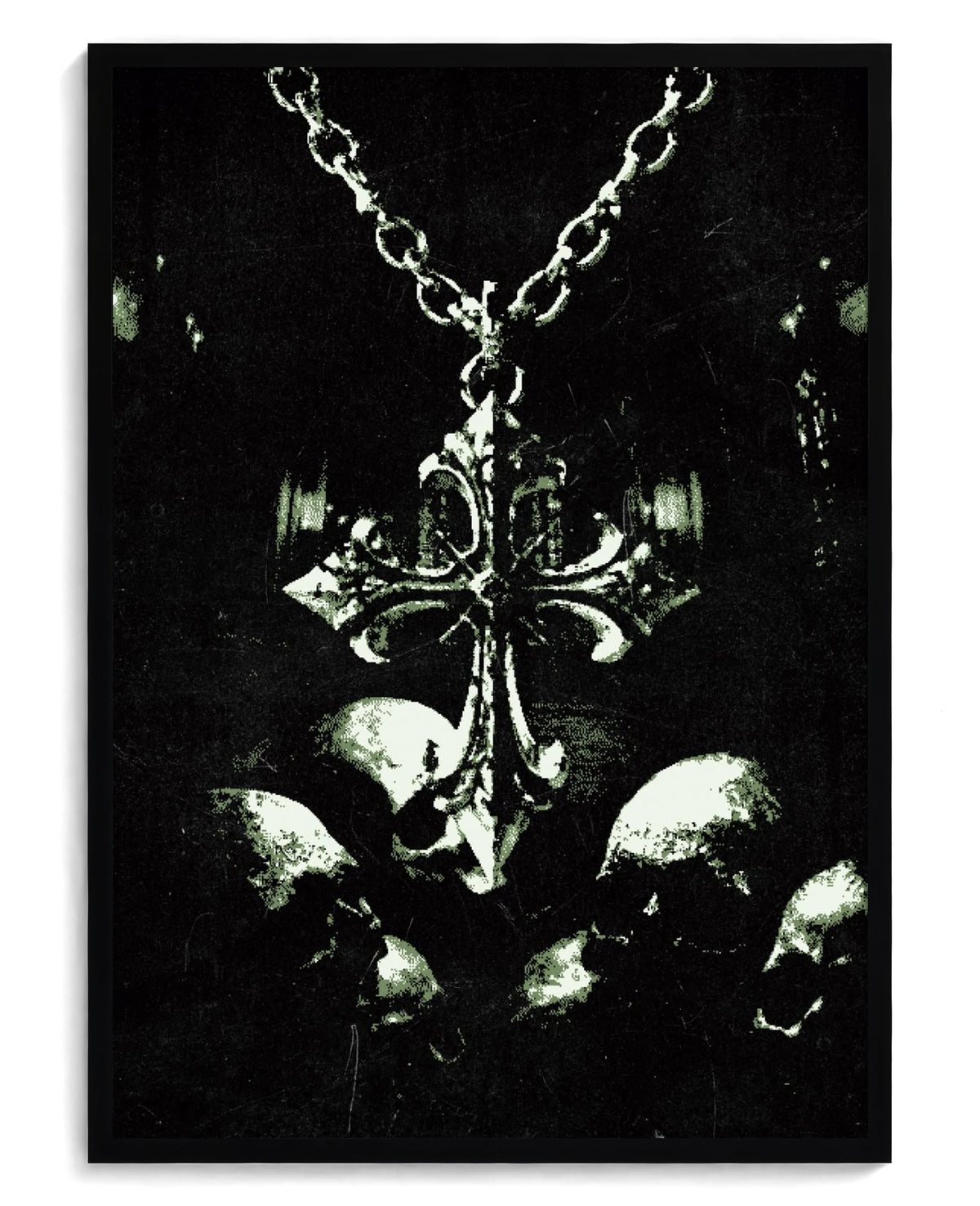 Memento Mori art print, framed in black wood with acrylic glazing