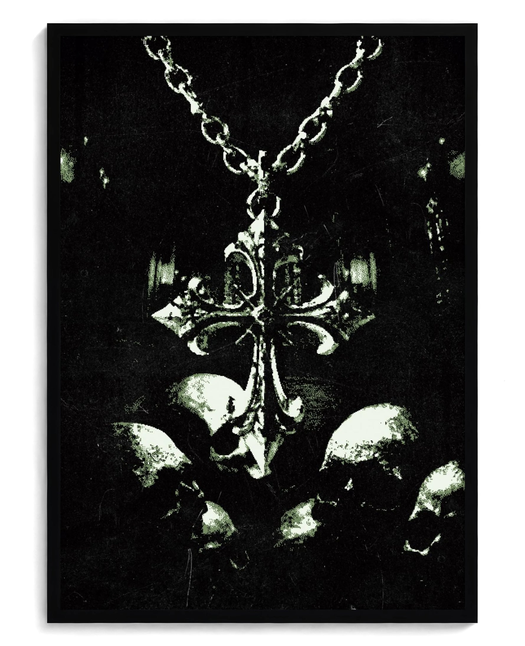 Memento Mori art print, framed in black wood with acrylic glazing